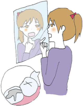 銀歯を悲しむ女性